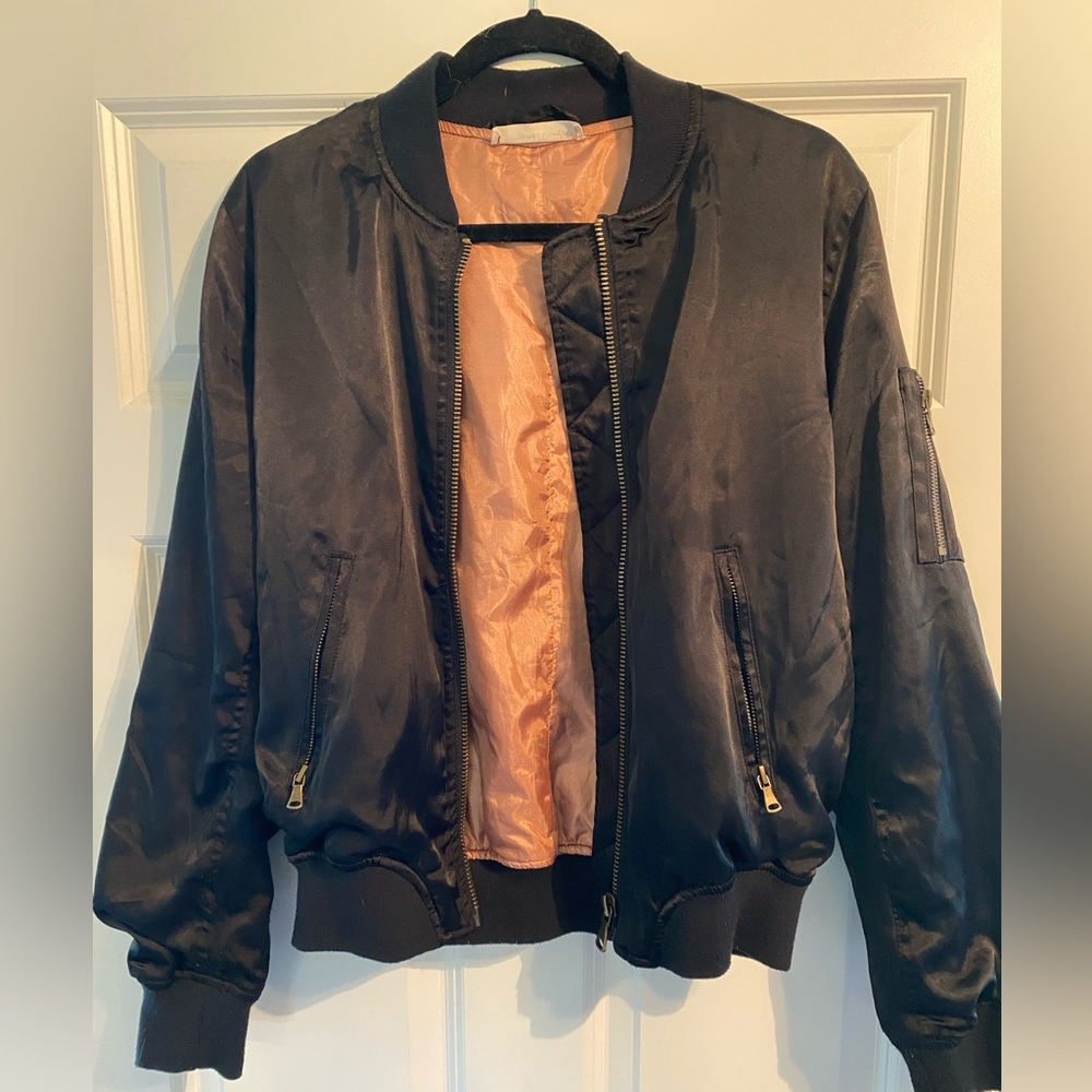 American Threads Black Bomber Jacket